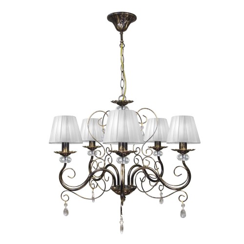 Люстра подвесная с хрусталем 5 ламп с абажурами S1125-5